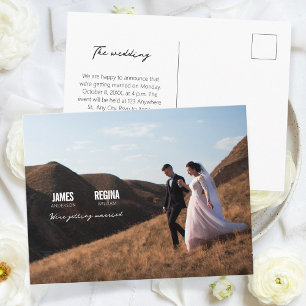 Einfache moderne minimalistische Hochzeitseinladun Postkarte