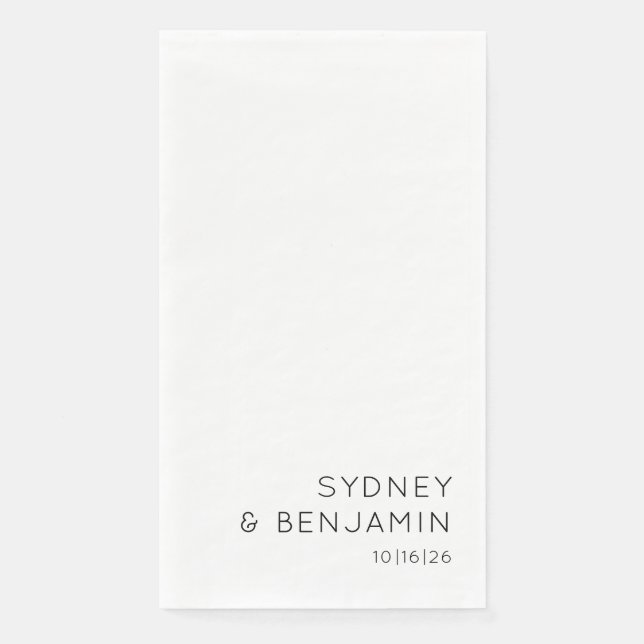 Einfache, moderne Minimalistische Hochzeitswein Serviette (Vorderseite)