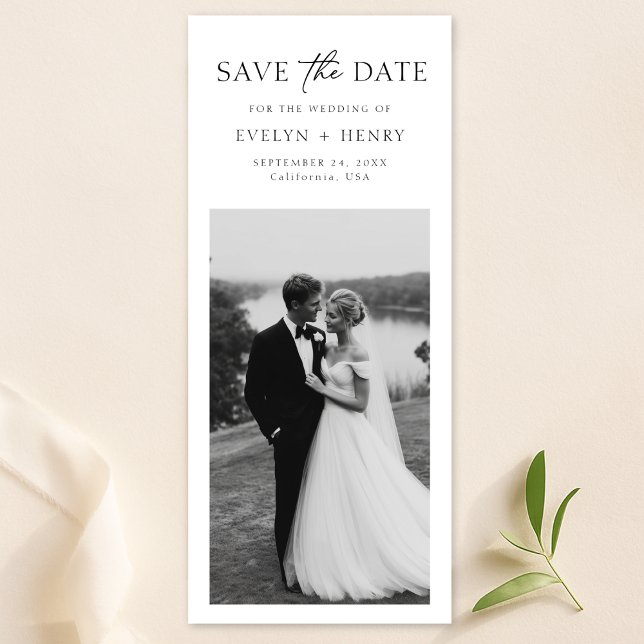 Einfache moderne minimalistische Lesezeichen-Foto- Save The Date (Von Creator hochgeladen)