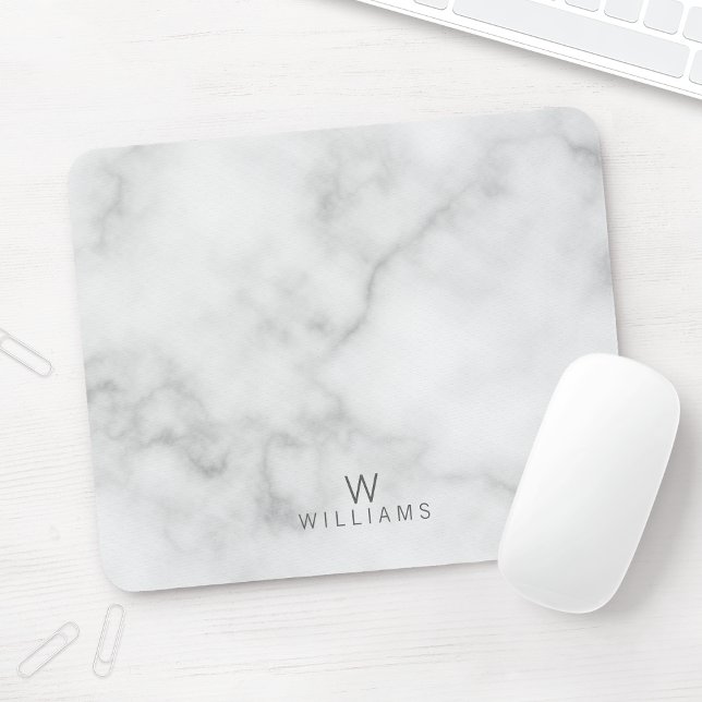 Einfache, moderne, Minimalistische Marmormonogramm Mousepad (Von Creator hochgeladen)