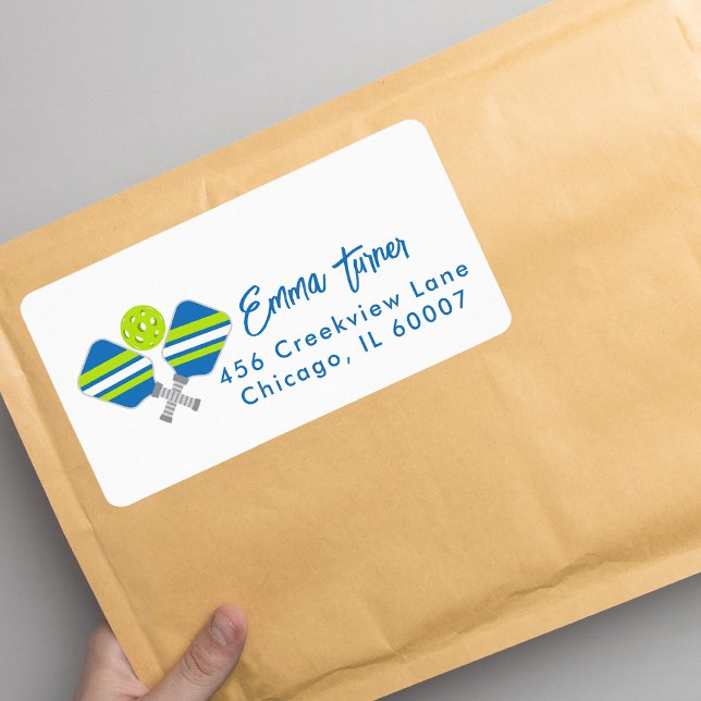 Einfache, moderne Minimalistische Pickleball-Adres Adressaufkleber (Von Creator hochgeladen)