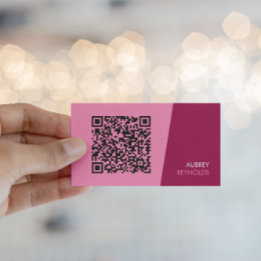 Einfache, moderne Minimalistische QR-Code Rosa Visitenkarte