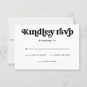Einfache moderne Minimalistische Retro-Hochzeitkar RSVP Karte