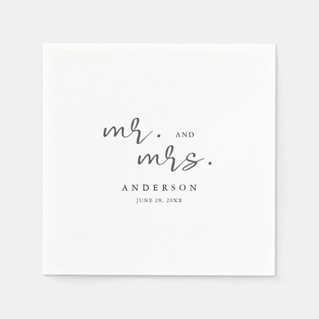 Einfache moderne Minimalistische Schrift Mr. and M Serviette (Vorderseite)