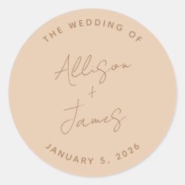 Einfache moderne Minimalistische Schrift Terracott Runder Aufkleber