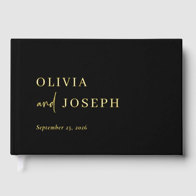 Einfache, moderne Minimalistische Schwarz | Hochze Gästebuch (Vorderseite)