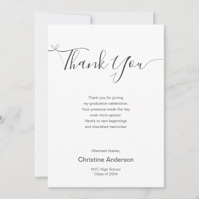 Einfache moderne Minimalistische Script-Typ-Abschl Dankeskarte (Vorderseite)