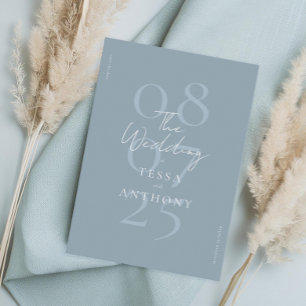 Einfache moderne minimalistische staubblaue Hochze Save The Date