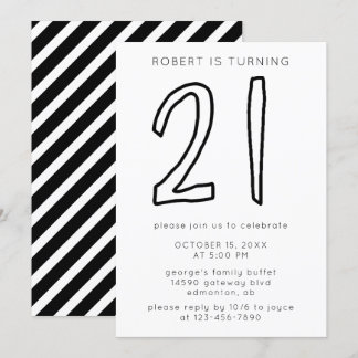 Einfache moderne Minimalistische Streifen zum 21. Einladung