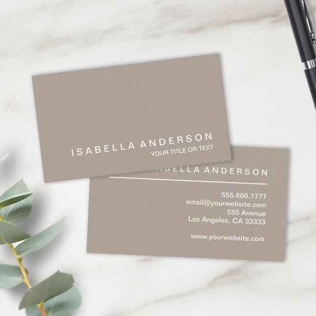 Einfache moderne Minimalistische Taupe Beruflich Visitenkarte (Von Creator hochgeladen)