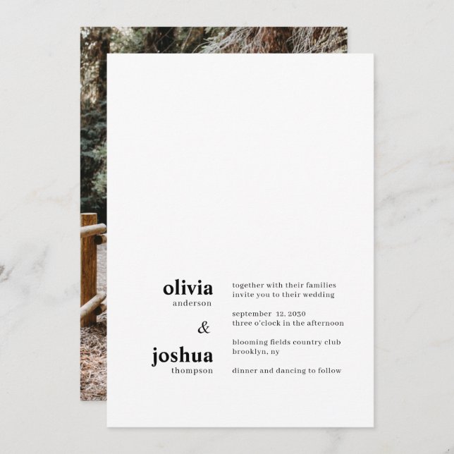 Einfache moderne Minimalistische Typografie-Foto H Einladung (Vorne/Hinten)