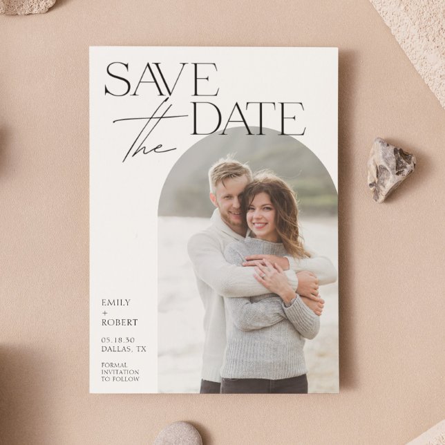 Einfache moderne Minimilast Arch Foto Hochzeit Save The Date (Von Creator hochgeladen)