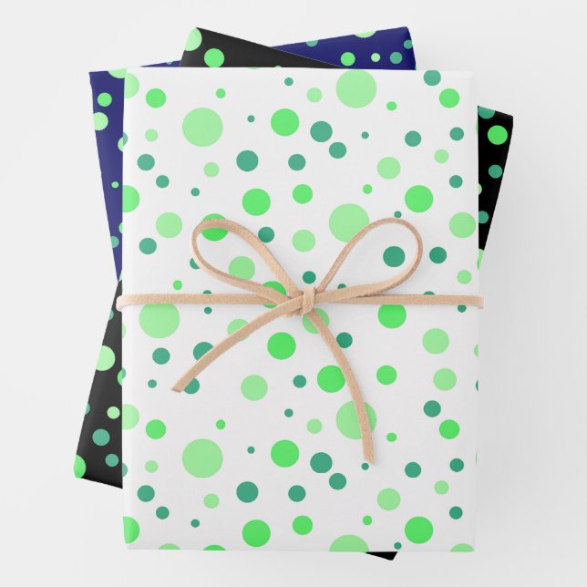 Einfache moderne Mint & Jade Green Polka Dots Geschenkpapier Set (Beispiel)