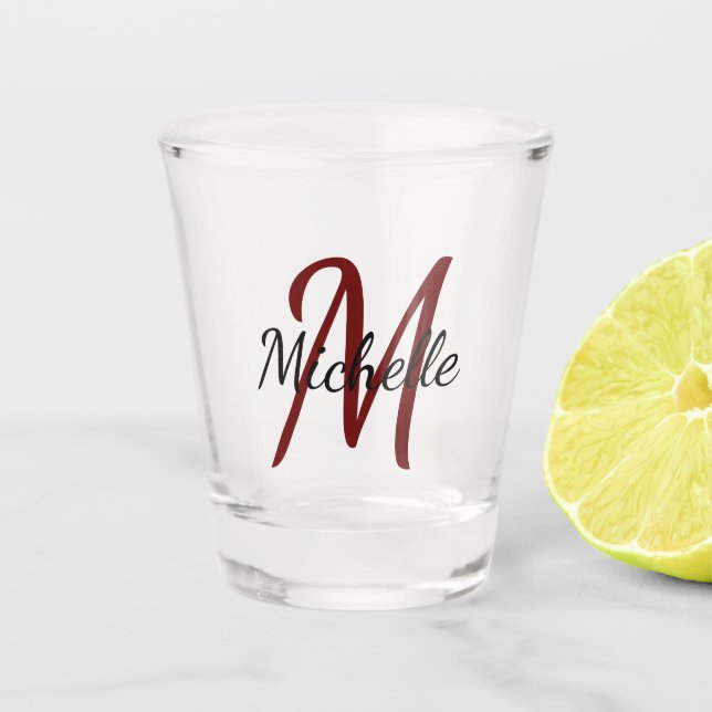 Einfache moderne Mit Monogramm Bezeichnung + Initi Schnapsglas (Vorderseite)