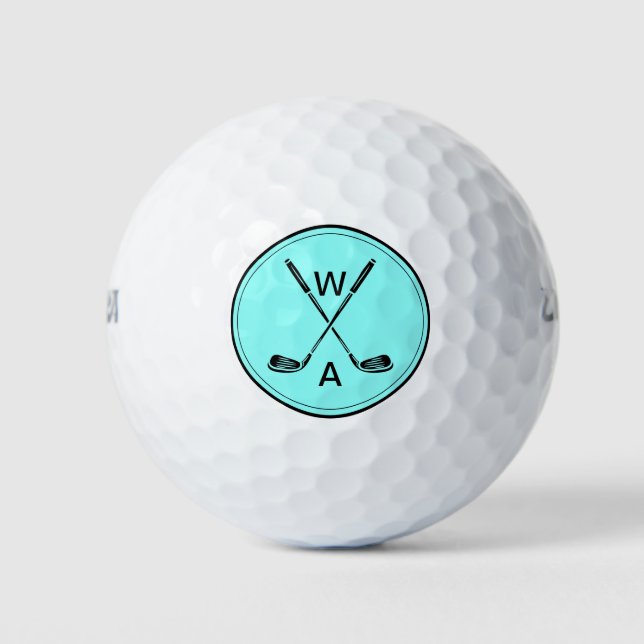 Einfache, moderne Mit Monogramm Golf Club Golf Bal Golfball (Vorderseite)