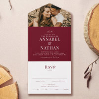 Einfache moderne Mongram & Foto Cranberry Wedding