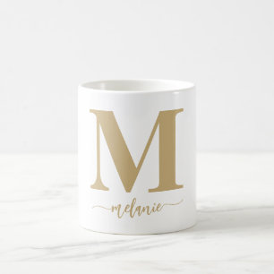 Einfache moderne Monogram Gold White Tasse