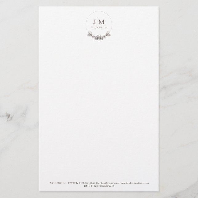 Einfache moderne Monogram Jeweler Square Business  Briefpapier (Vorderseite)