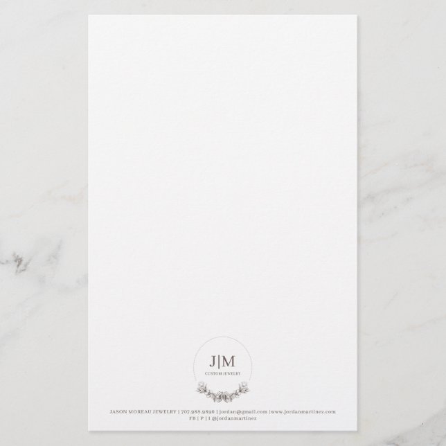 Einfache moderne Monogram Jeweler Square Business  Briefpapier (Vorderseite)