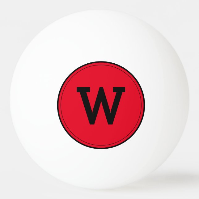 Einfache, moderne Monogram Red Pong Ball Tischtennisball (Vorderseite)