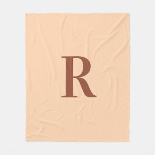 Einfache moderne Monogram Terracotta Beige Fleecedecke
