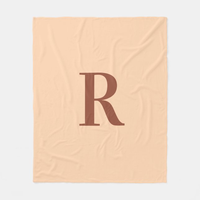 Einfache moderne Monogram Terracotta Beige Fleecedecke (Vorderseite)