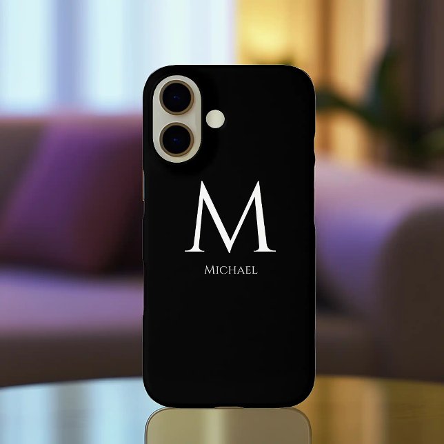 Einfache moderne Monogramm Case-Mate iPhone Hülle (Minimalist monogram Iphone 16 case)