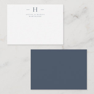 Einfache moderne Monogramm Couple Initial Navy Blu Mitteilungskarte