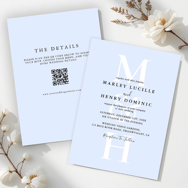 Einfache moderne Monogramm-Hochzeit in einem Einladung (Von Creator hochgeladen)