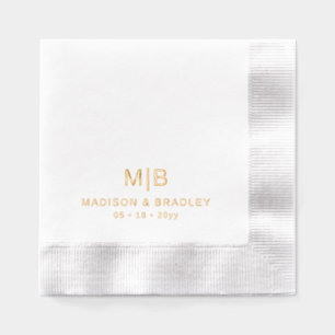 Einfache, moderne Monogramm-Hochzeit nach Maß Servietten Mit Folie