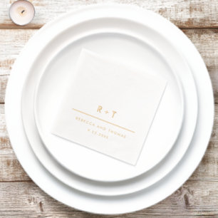 Einfache moderne Monogramm-Hochzeit Servietten Mit Folie