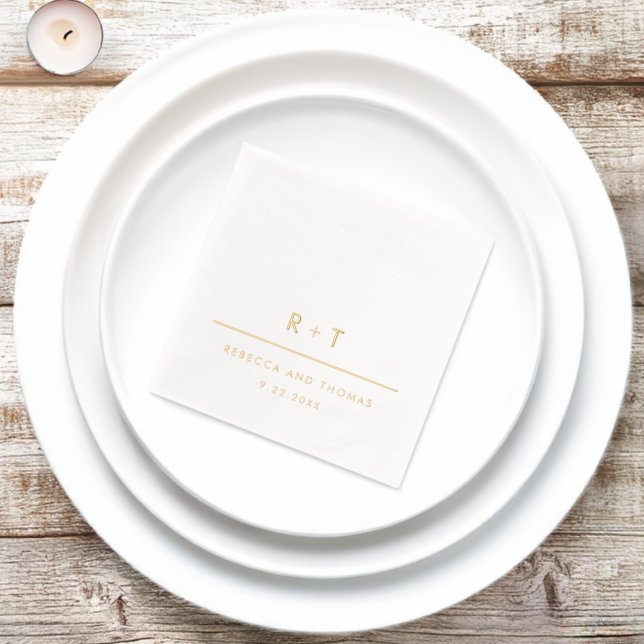 Einfache moderne Monogramm-Hochzeit Servietten Mit Folie (Insitu)