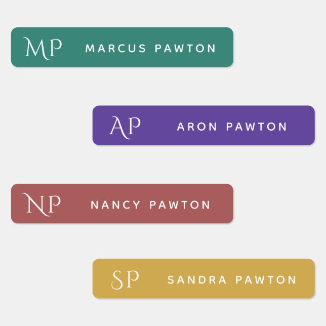 Einfache, moderne Monogramm-Kinder Name Kleidung Etiketten (Gruppe)