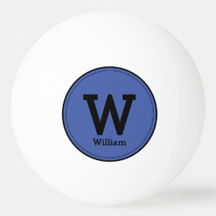 Einfache moderne Monogramm Name Classic Blue Tischtennisball