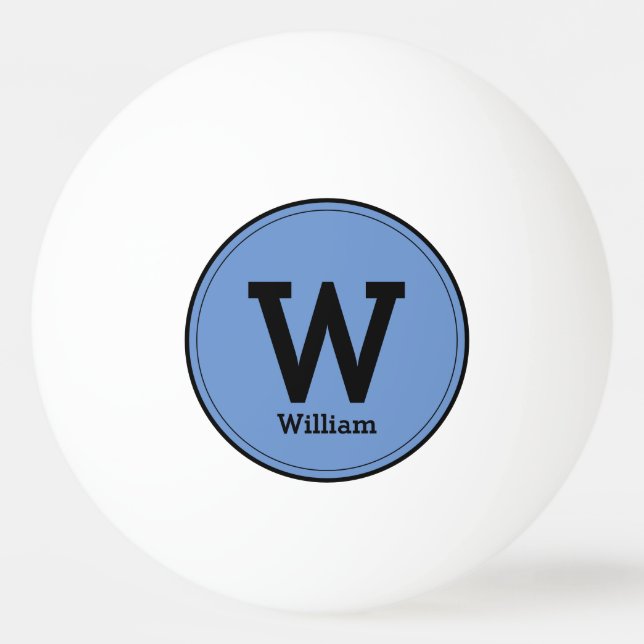 Einfache moderne Monogramm Name Classic Blue Tischtennisball (Vorderseite)