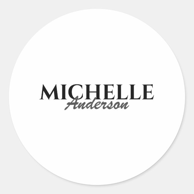 Einfache moderne Monogramm Runder Aufkleber (Vorderseite)