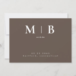 Einfache moderne Monogramm Save the Date braun
