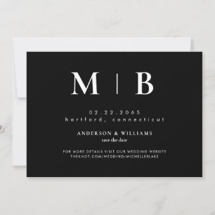 Einfache moderne Monogramm Schwarz Save The Date