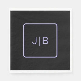 Einfache moderne Monogramm schwarz und Lavendel Serviette