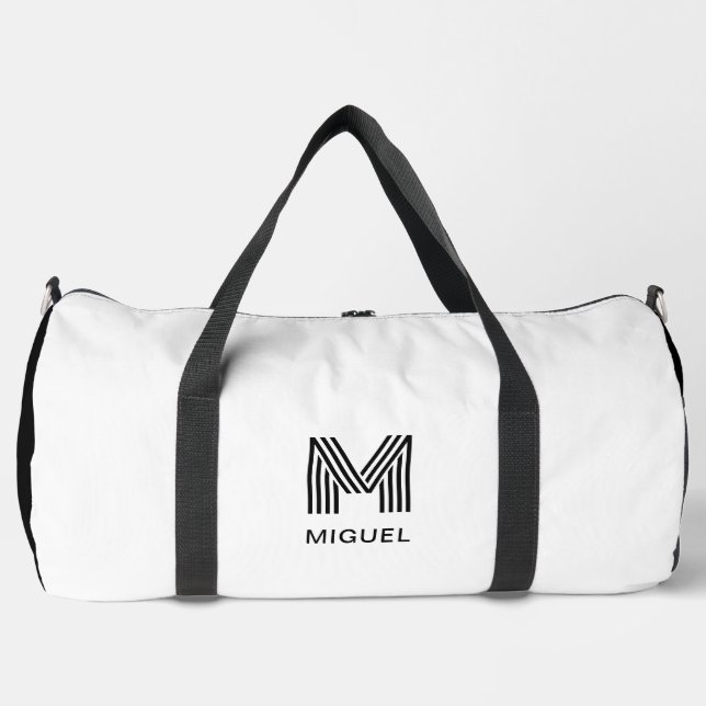 Einfache moderne Monogramm Schwarz/Weiß Duffle Bag (Vorderseite)