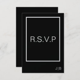 Einfache moderne Monogramm Schwarz-weiße Hochzeit RSVP Karte