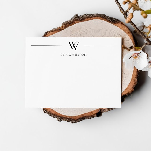 Einfache moderne Monogramm-Stationierung Mitteilungskarte (Von Creator hochgeladen)