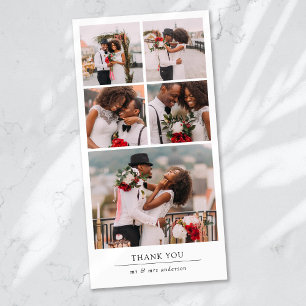 Einfache moderne Multi-Foto Collage Hochzeit Dankeskarte