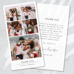 Einfache moderne Multi-Foto Collage Hochzeit Dankeskarte