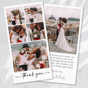 Einfache moderne Multi-Foto Collage Hochzeit Dankeskarte