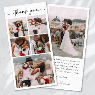 Einfache moderne Multi-Foto Collage Hochzeit Dankeskarte