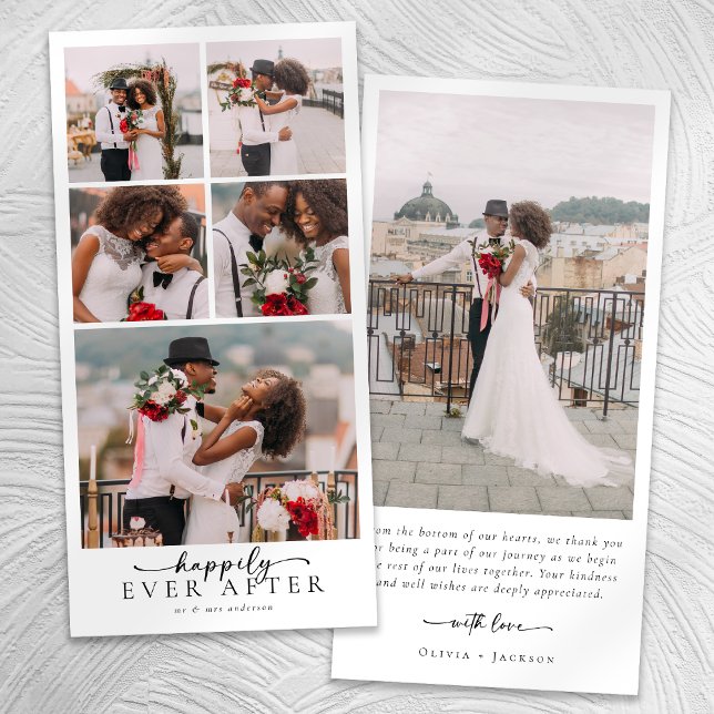 Einfache moderne Multi-Foto Collage Hochzeit Dankeskarte (Von Creator hochgeladen)