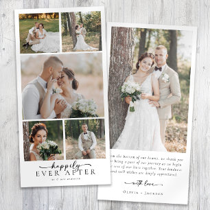 Einfache moderne Multi-Foto Collage Hochzeit Dankeskarte