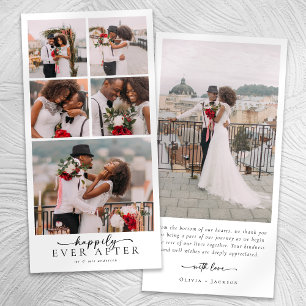 Einfache moderne Multi-Foto Collage Hochzeit Dankeskarte