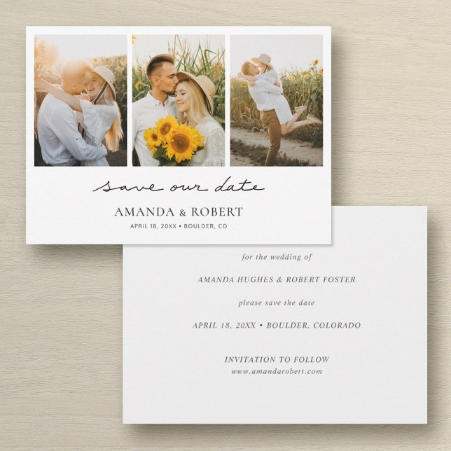 Einfache, moderne Multi-Foto Collage Save the Date (Von Creator hochgeladen)